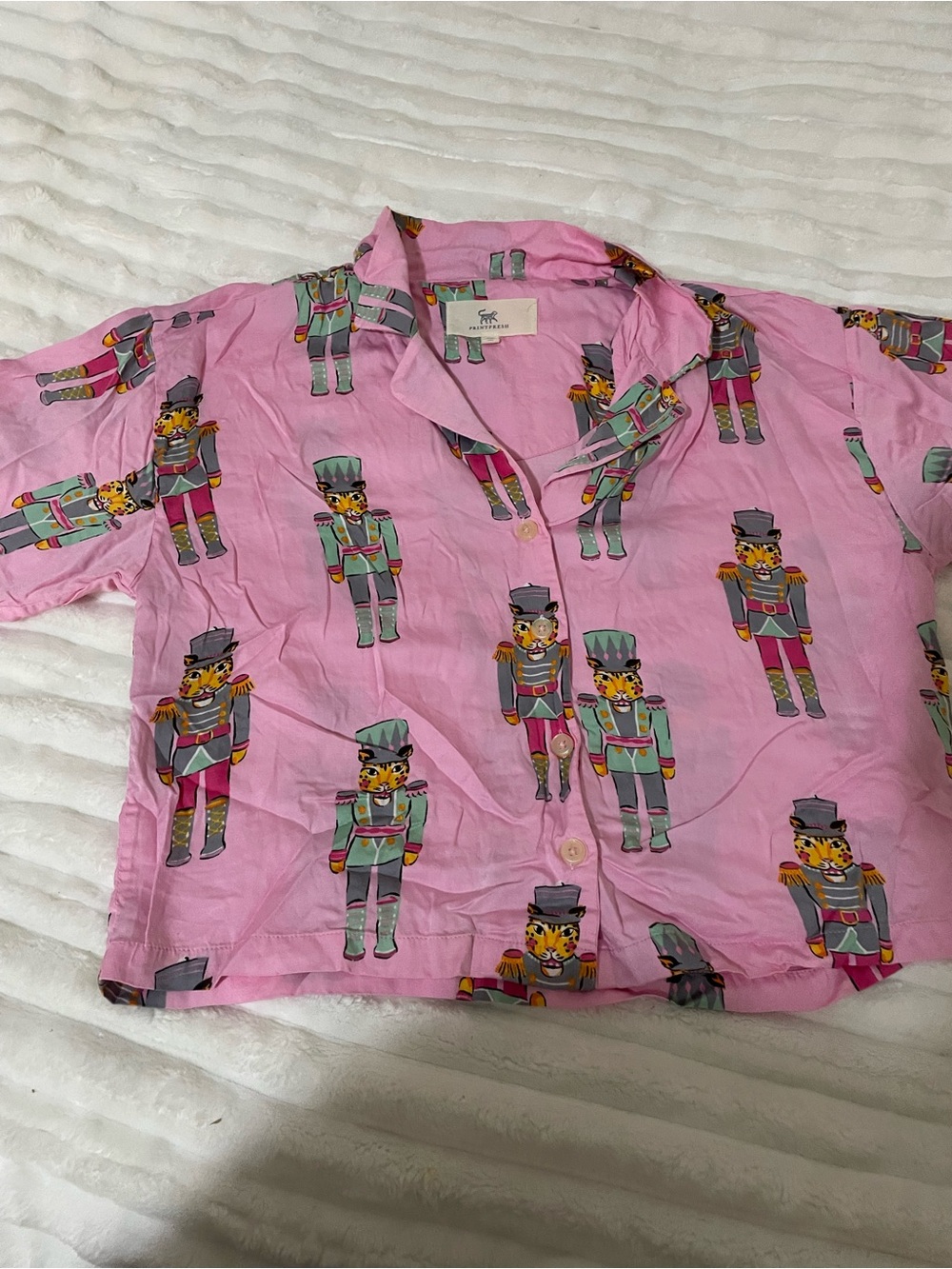 Printfresh Pink Nutcracker-Print Casual Button-Down Shirt